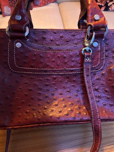 Oxblood Ostrich Leather Bag
