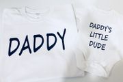 Dad And Daddys Little Dude Matching T-shirt And Bodysuit Set For Father And Baby