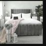Ottoman Winged Panel Plush Velvet Upholstered Bed Frame Double & King Size Bed Image 9