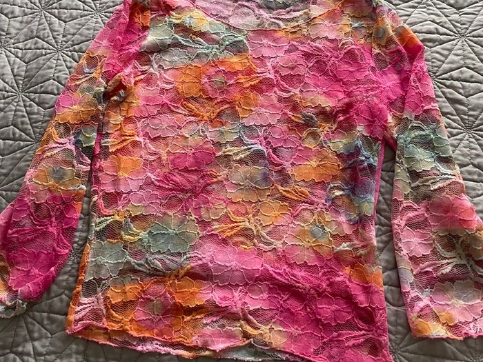 Vintage 1990's Feelgood Paris Top - Floral Pink with Cami  Size S