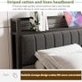 King Size Bed Frame with Storage Upholstered Headboard Shelf,5ft Metal King Bed Frame with Storage Image 5