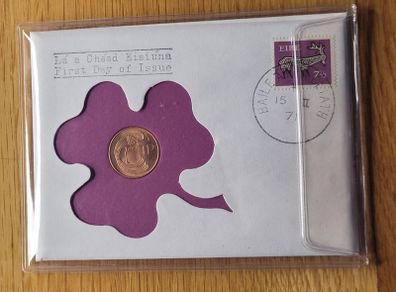1971 First Day First Issue Ireland 1 New Penny Irish Bird Design