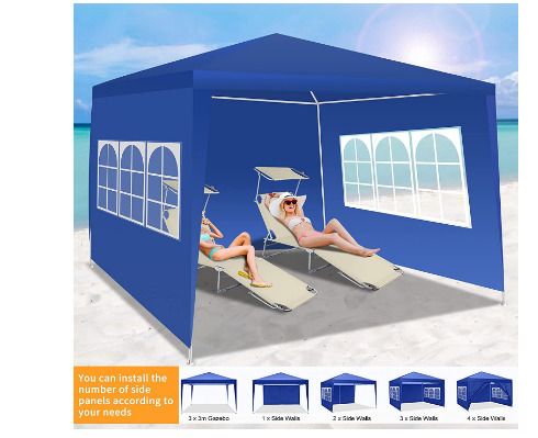 Waterproof Gazebo with Sides 3m x 3m, White Garden Gazebo Marquee Tent Event