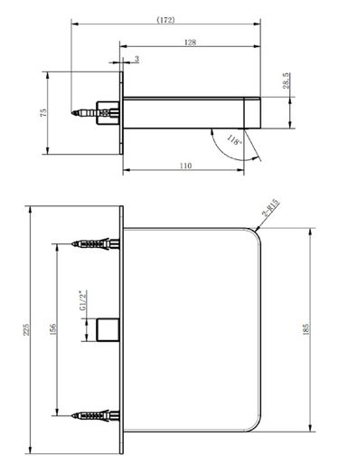 Chrome Wall Mounted Bath Mixer Tap