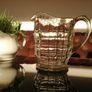 Art Deco Davidson Jacobean Pressed Glass Large 1.5 Pint Jug / Pitcher with Gold Decorative Rim Handle & Base Image 8