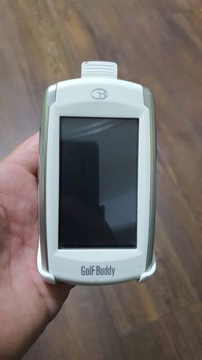 GolfBuddy Platinum GPS navigator featuring a touchscreen interface