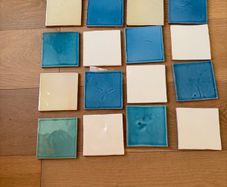 Fired Earth wall tiles - blue, turquoise, cream, white