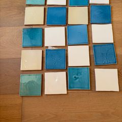 Fired Earth wall tiles - blue, turquoise, cream, white