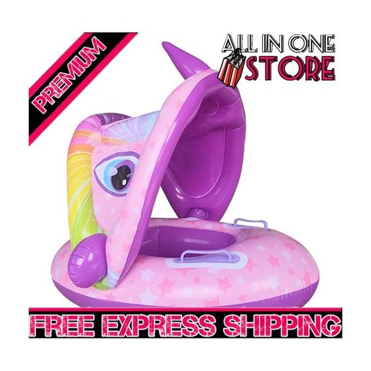 Baby Unicorn Pool Float with Sun Canopy -Baby Swim Ring,Inflatable Swimming Ring Infant Baby (FREE SHIPPING)