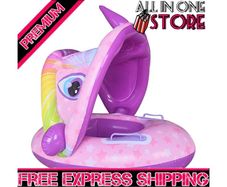 Baby Unicorn Pool Float with Sun Canopy -Baby Swim Ring,Inflatable Swimming Ring Infant Baby (FREE SHIPPING)