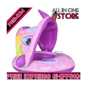 Baby Unicorn Pool Float with Sun Canopy -Baby Swim Ring,Inflatable Swimming Ring Infant Baby (FREE SHIPPING)