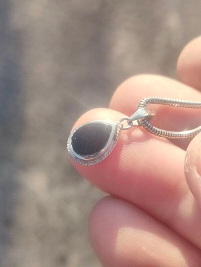 Vintage Teardrop Black Onyx Sterling Silver Pendant Set