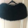Navy & Cream Faux fur cape Image 2