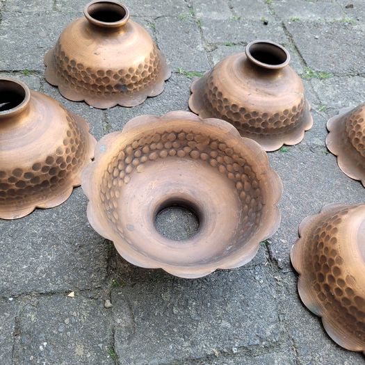 Vintage hammered copper light shades x 6
