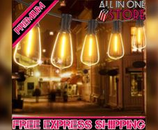 Festoon Lights Outdoor 60FT, String Lights Mains Powered Waterproof with 31Pcs ST38 Plastic LED Bulbs, 2200K Warm White Garden Patio String Lights for Party Decor Wedding (FREE POSTAGE)