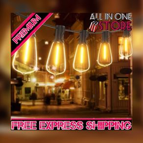 Festoon Lights Outdoor 60FT, String Lights Mains Powered Waterproof with 31Pcs ST38 Plastic LED Bulbs, 2200K Warm White Garden Patio String Lights for Party Decor Wedding (FREE POSTAGE)