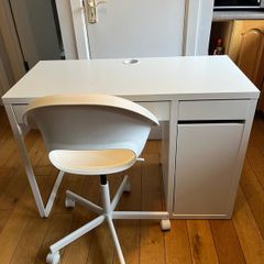 White IKEA desk and chair.
