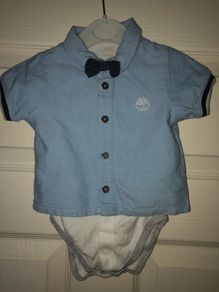 Timberland Shirt Bow Tie & vest 3-6 months