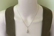 Silver tone sparkling teardrop pendant necklace