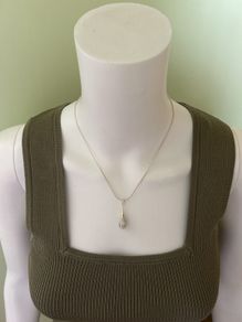 Silver tone sparkling teardrop pendant necklace