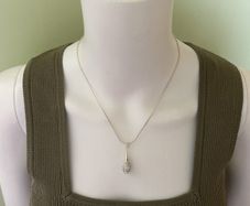 Silver tone sparkling teardrop pendant necklace