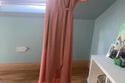 Long wedding guest/bridesmaid maxi dress blush pink/peach tone