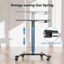 Mobile Standing Desk with 4 Rolling Castors, Height Adjustable Desk on Wheels, Portable Stand Up Desk, Over-Bed Table for Living Room Image 2