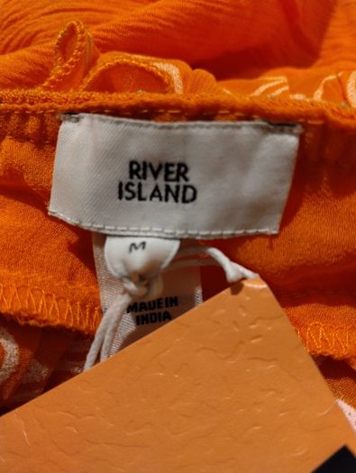 RIVER ISLAND Orange floral frill detail beach maxi dress,  NEW WITH TAGS