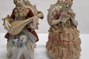 Dresden lace Victorian porcelain figurines