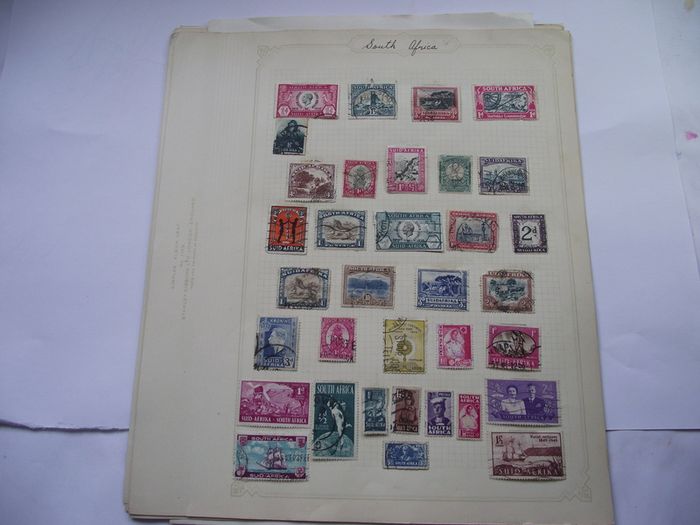 A collection of stamps from Northern Rhodesia, Southern Rhodesia, Rhodesia, South Africa and Nyasaland on loose pages