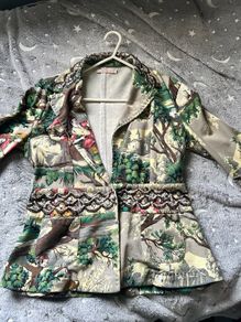 Printed blazer with crystal detail