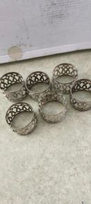 Vintage Silver Toned Napkin Rings - Filigree Set of 6.