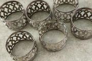 Vintage Silver Toned Napkin Rings - Filigree Set of 6.