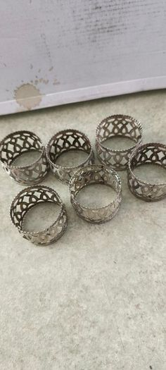 Vintage Silver Toned Napkin Rings - Filigree Set of 6.