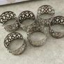 Vintage Silver Toned Napkin Rings - Filigree Set of 6. Image 5