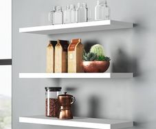FREE EXPRESS SHIPPING Set of 3 Wall Floating Shelves,Wall Mounted Storage Shelves,Wood Wall Shelves for Living Room, Bedroom, Bathroom,White