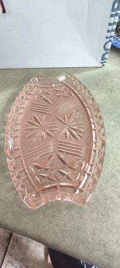 Vintage Art Deco Pink Glass Tray.
