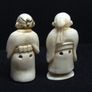 Antique Chinese Hand Carved Scholar Figures Signed Pair Image 3