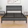 King Size Bed Frame with Storage and Headboard Shelf Image 6