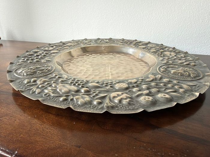 Large Vintage Repousse Metal Charger