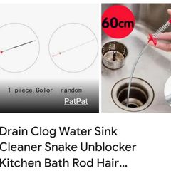 Drain Pipe Cleaning Spring Stick, Hair Catching Claw Wire, Sink Sewer Clog Dredge Remover, Basin Cleaner, Flexible Grabber Pickup Tool, Retractable Cable - 5ft (160cm) (Pack of 1)