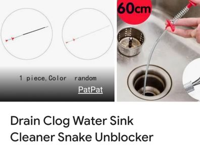 Drain Pipe Cleaning Spring Stick, Hair Catching Claw Wire, Sink Sewer Clog Dredge Remover, Basin Cleaner, Flexible Grabber Pickup Tool, Retractable Cable - 5ft (160cm) (Pack of 1)