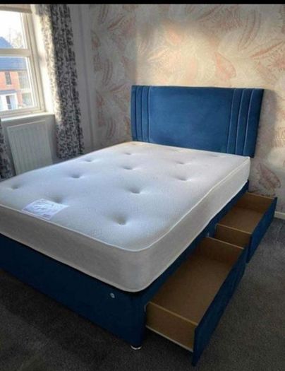 New Stylish single ,Double 4ft, 4ft6, King 5ft And 6ft Superking Sizes Divan Beds Instock. Drawers And Optional Tufted Mattresses Available. Free Delivery
