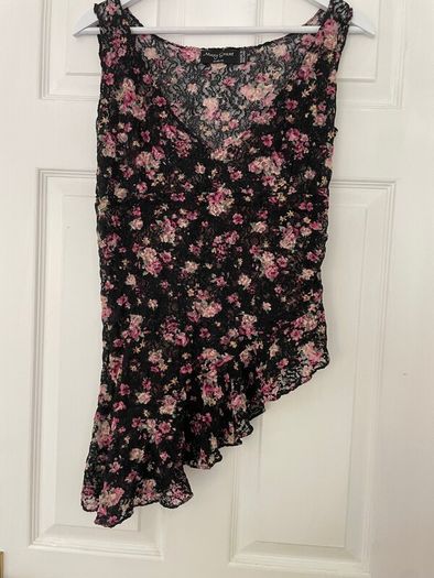 Mary Grant Top - Black with Rose Print - Size 1