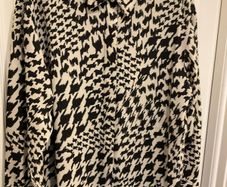 F&F Houndstooth Print Collared Blouse in Multi Black White