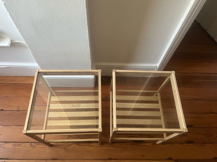 Wood side tables with glass top