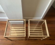 Wood side tables with glass top
