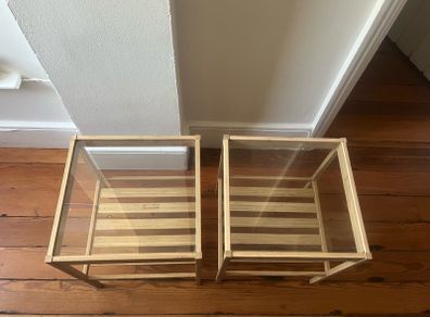 Wood side tables with glass top