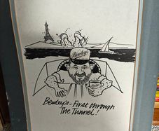 1994 Ink  caricature composed for Bewleys cafe for opening of the channel tunnel