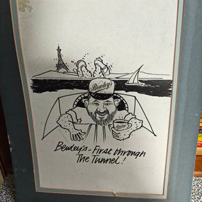 1994 Ink  caricature composed for Bewleys cafe for opening of the channel tunnel